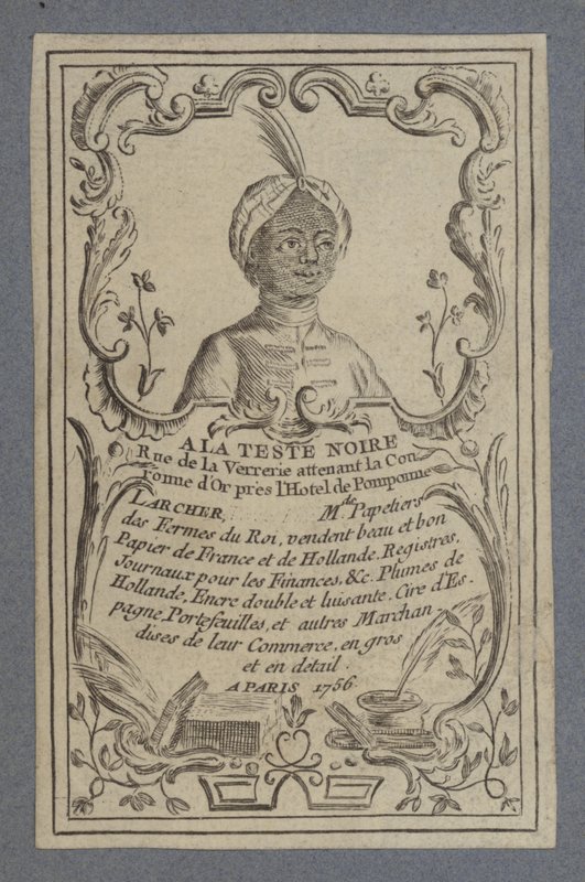 A la Teste Noire kırtasiyeciler için reklam, Paris, 1756 by French School
