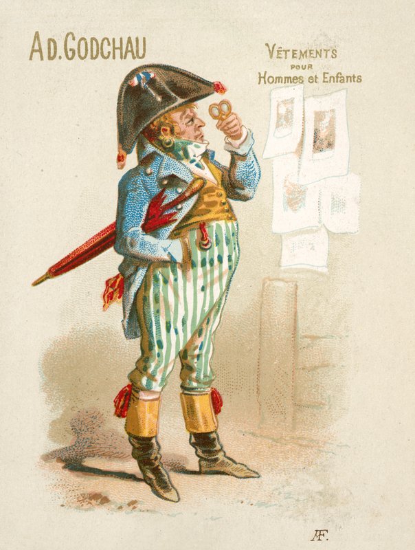Ad Godchau erkek ve çocuk giysileri için reklam (chromolitho) by French School