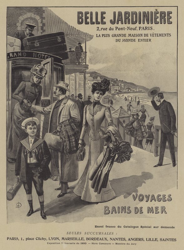 Belle Jardiniere giyim mağazasının reklamı, Paris (litho) by French School