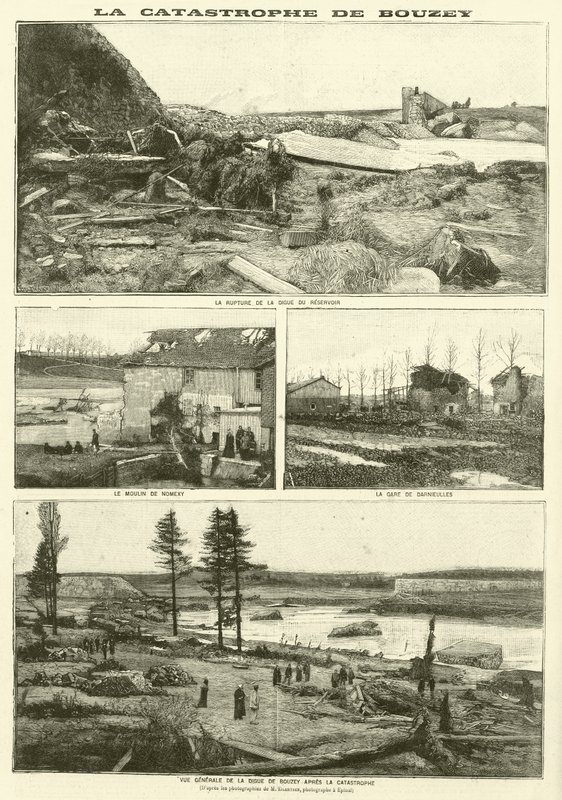 Bouzey sel felaketinin ardından, Fransa (gravür) by French School