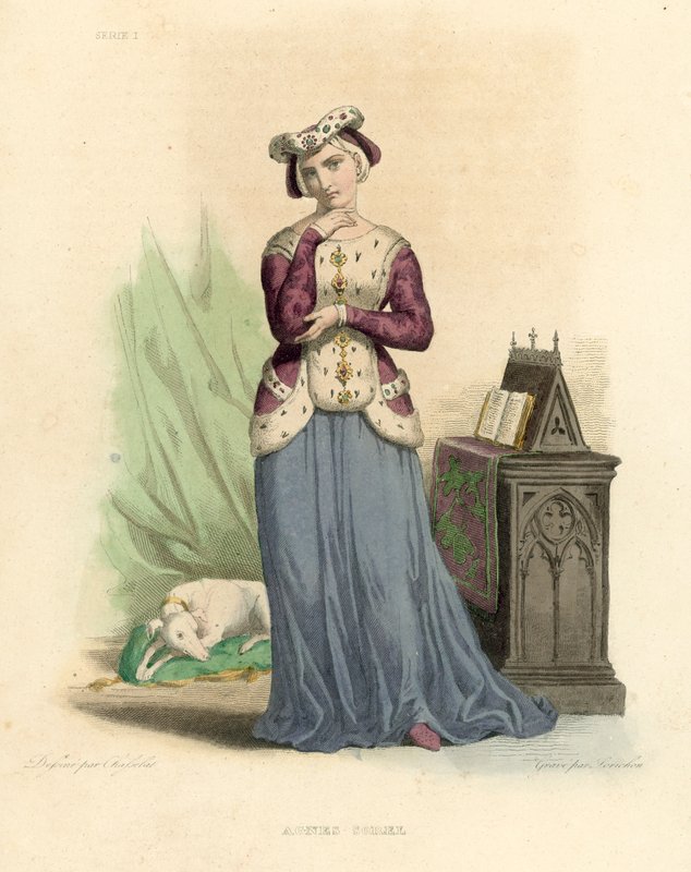 Agnes Sorel (renkli gravür) by French School