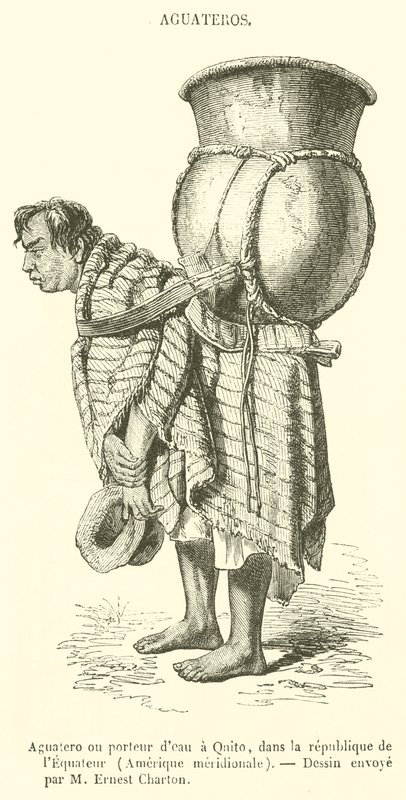 Aguatero veya Su Taşıyıcı Qnito, Ekvador Cumhuriyeti, Güney Amerika (gravür) by French School