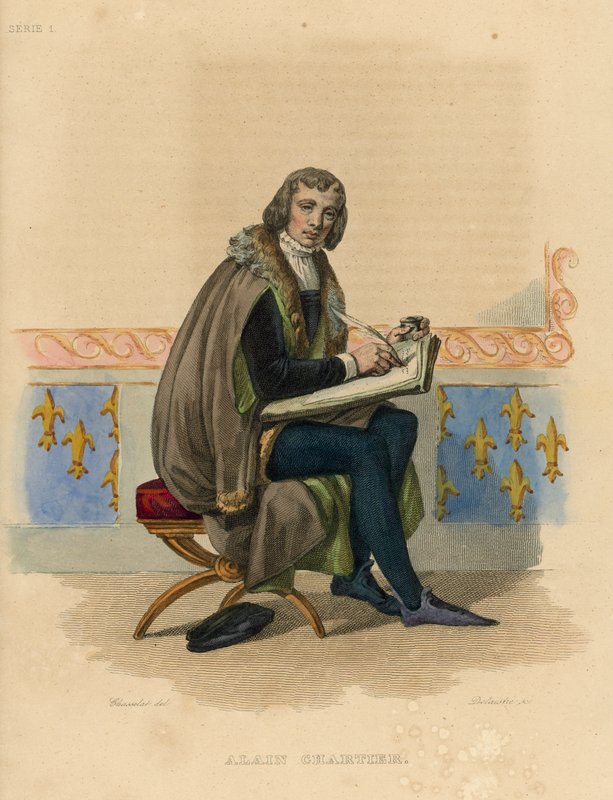 Alain Chartier (renkli gravür) by French School