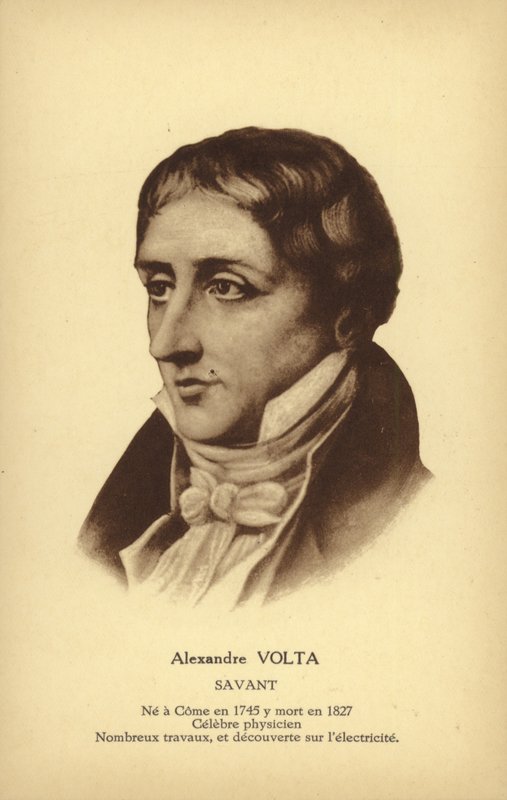 Alessandro Volta (1745-1827), İtalyan fizikçi (lito) by French School