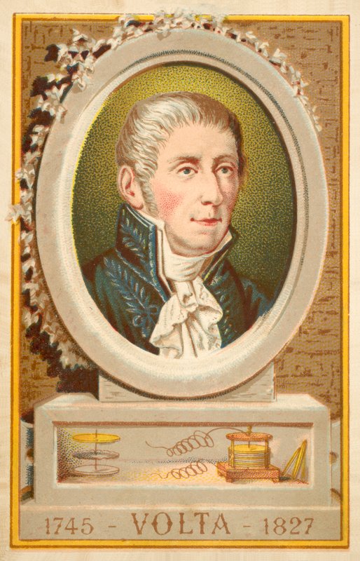 Alessandro Volta, İtalyan fizikçi (chromolitho) by French School