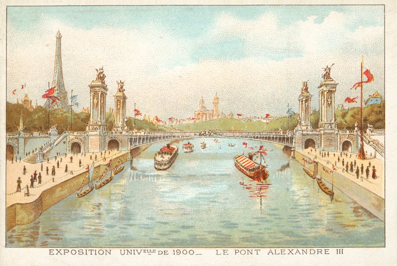 Alexander III Köprüsü, Exposition Universelle 1900, Paris (chromolitho) by French School