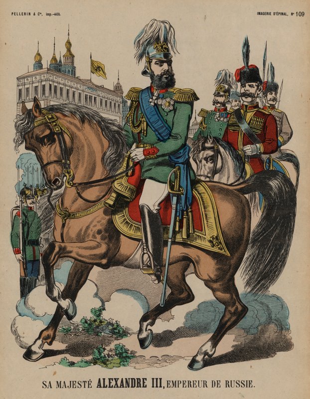Alexander III, Rusya Çarı (renkli gravür) by French School