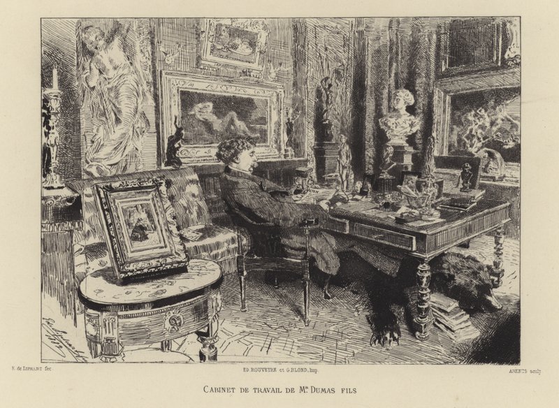 Genç Alexandre Dumas çalışma odasında by French School