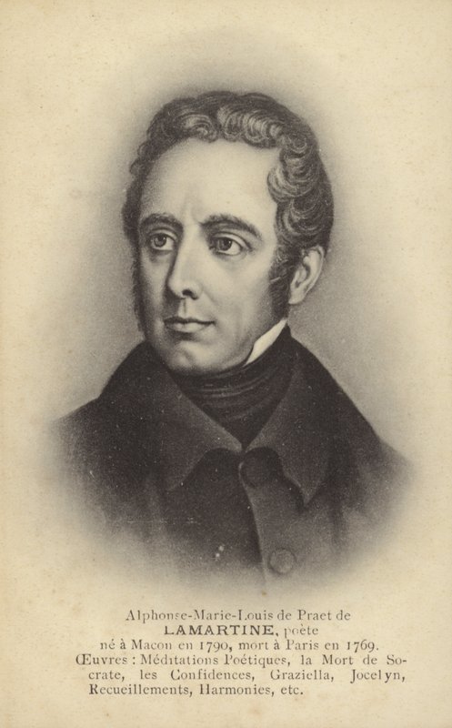 Alphonse de Lamartine (1790-1869), Fransız yazar, şair ve siyasetçi (lito) by French School