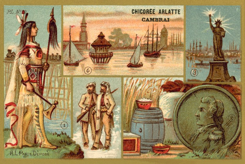Amerika (kromolitho) by French School