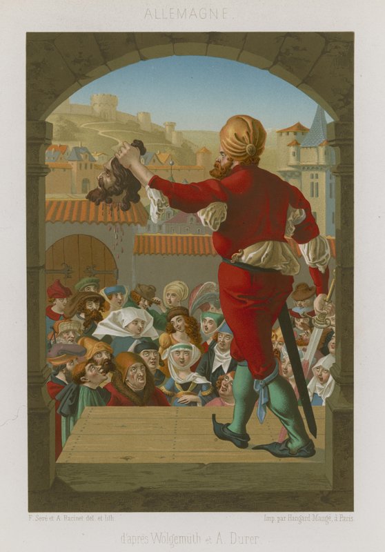 Bir cellat idam edilenin başını tutar by French School