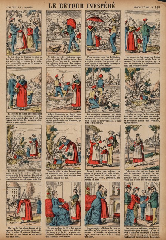 Beklenmedik bir dönüş (renkli gravür) by French School