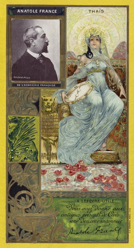 Anatole France, Fransız romancı (chromolitho) by French School