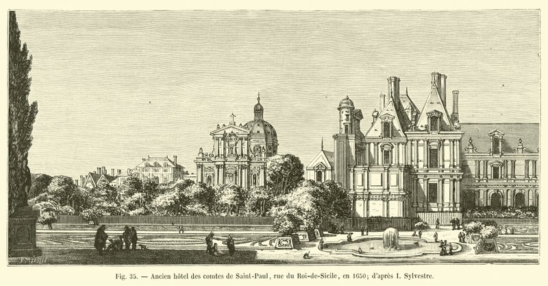Saint-Paul Kontlarının eski oteli, rue du Roi-de-Sicile, 1650; ben Sylvestre