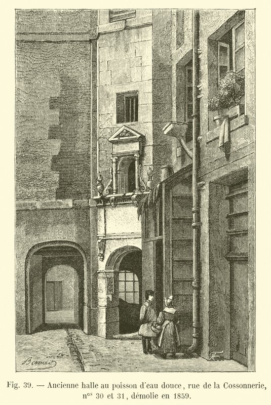 Eski tatlı su balık pazarı, rue de la Cossonnerie, no 30 ve 31, 1859