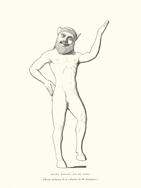 Dans eden bir satirin antik Yunan bronz figürü (gravür) by French School
