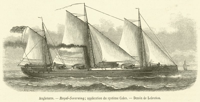 Angleterre, Royal-Sovereign, application du systeme Coles (gravür) by French School