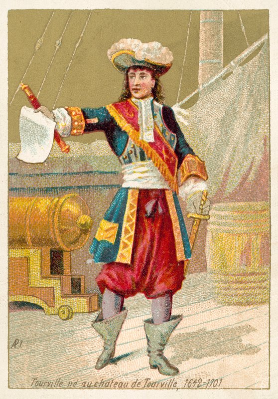 Anne Hilarion de Tourville, Fransız deniz komutanı (chromolitho) by French School