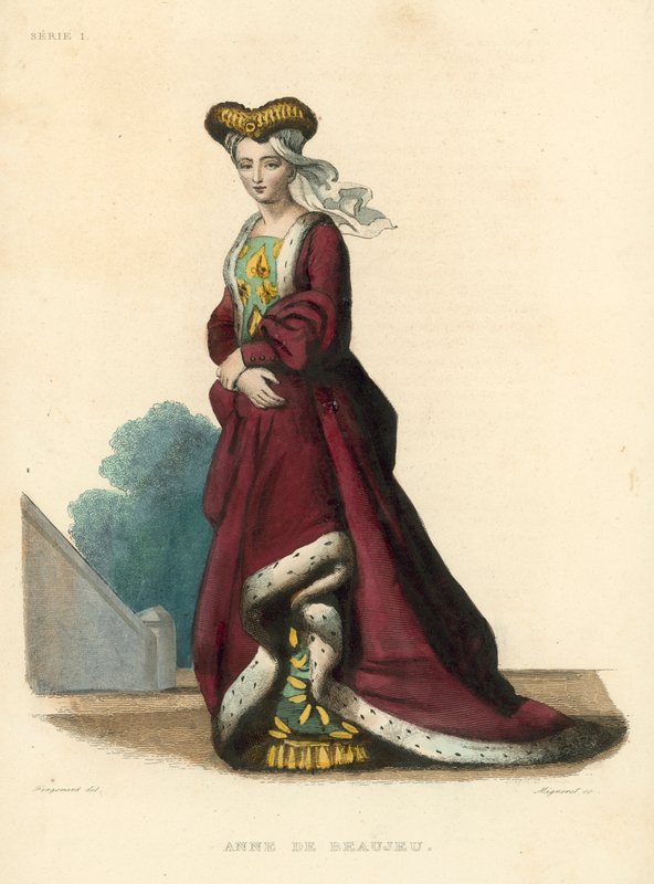 Anne de Beaujeu (renkli gravür) by French School