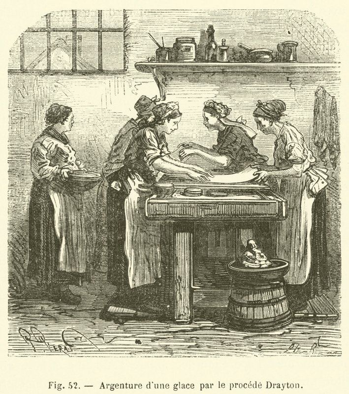 Drayton işlemiyle bir aynanın gümüşlenmesi (gravür) by French School