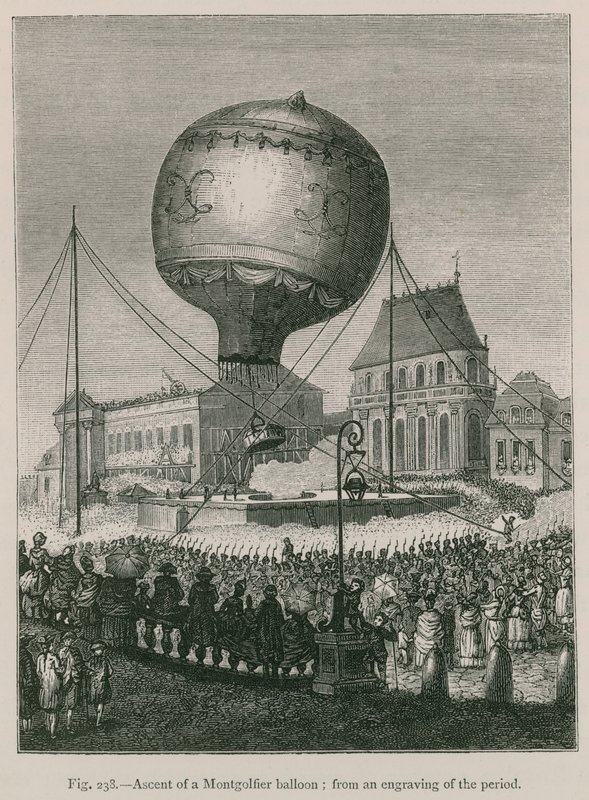 Montgolfier Balonunun Yükselişi; Bir Dönemin Gravürlerinden by French School