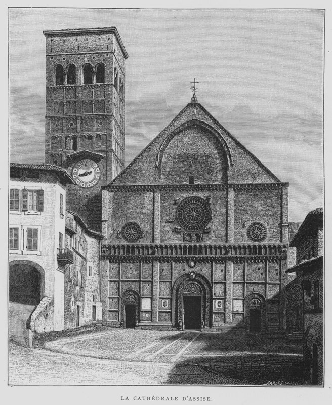 Assisi Katedrali, İtalya (lito) by French School