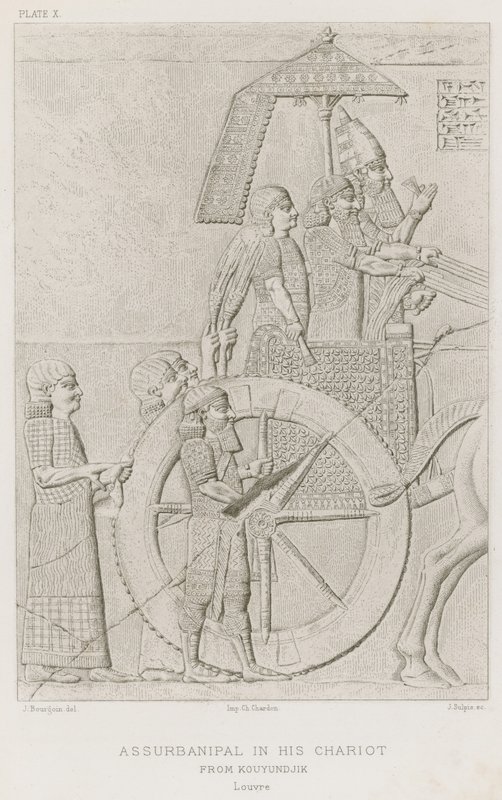 Arabasında Assurbanipal, Kouyundjik, Louvre