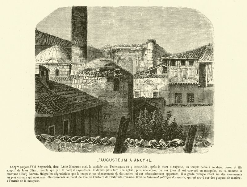 Augusteum, Augustus Tapınağı ve Roma, Ankara, Türkiye (gravür) by French School