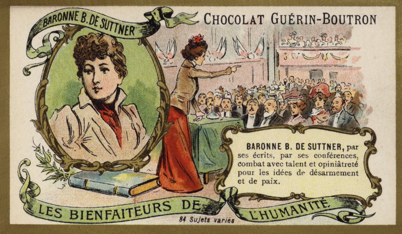 Barones Bertha von Suttner, Avusturyalı romancı ve pasifist (chromolitho) by French School