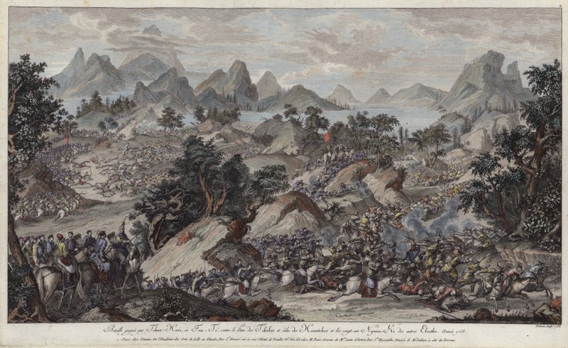 Kuran Muharebesi (renkli gravür) by French School