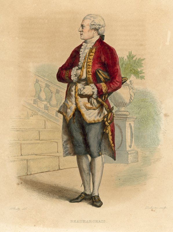 Beaumarchais (renkli gravür) by French School