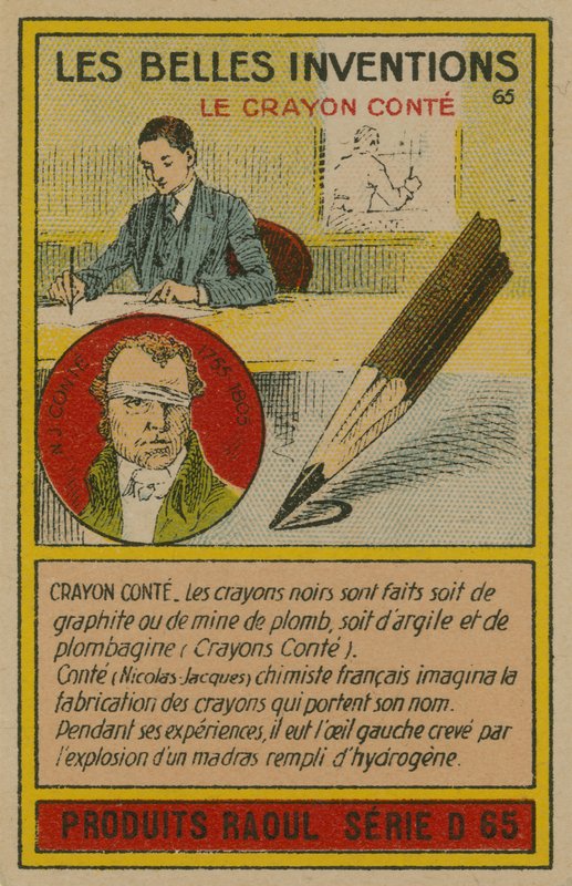 Güzel icatlar kartı, Conte pastel boya by French School