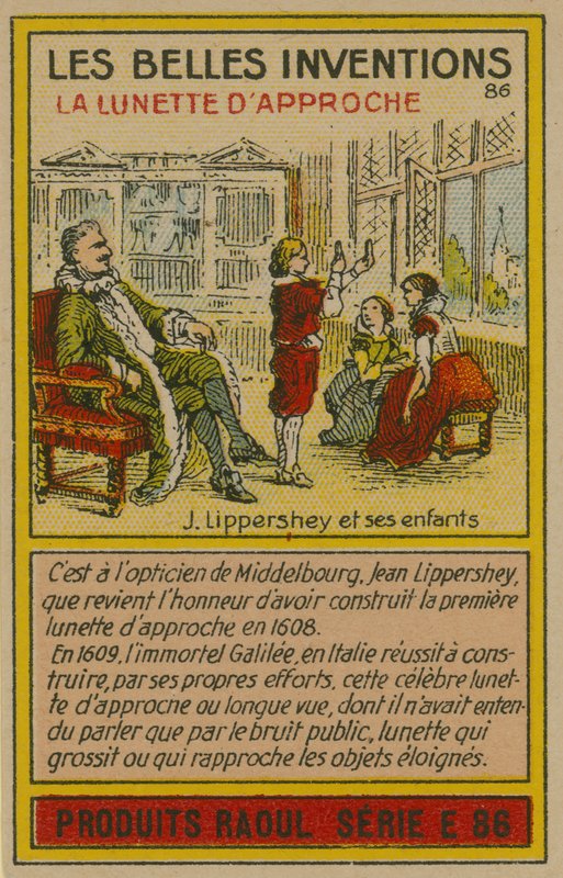Güzel icatlar kartı, teleskop by French School