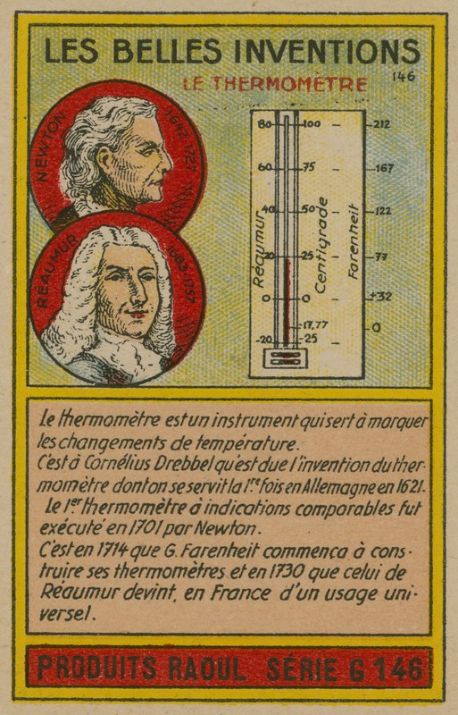 Güzel icatlar kartı, termometre by French School