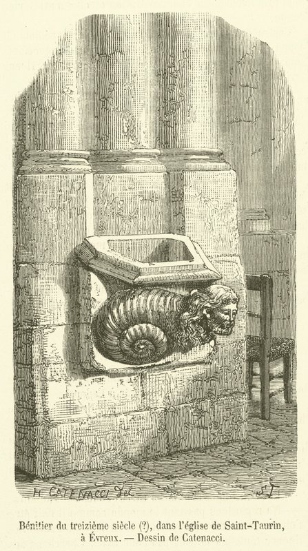 On üçüncü yüzyılın Benitier?, Saint-Taurin kilisesinde, Evreux