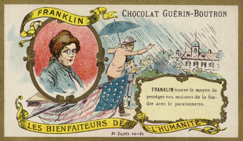 Benjamin Franklin, Amerikalı bilim adamı, mucit ve politikacı (chromolitho) by French School
