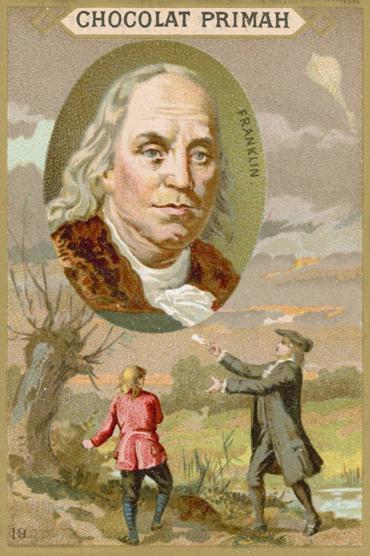 Benjamin Franklin, Amerikalı bilim adamı, mucit ve politikacı by French School