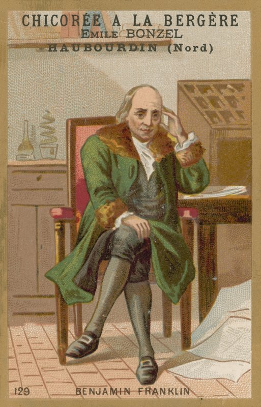 Benjamin Franklin, Amerikalı bilim adamı, mucit ve politikacı by French School