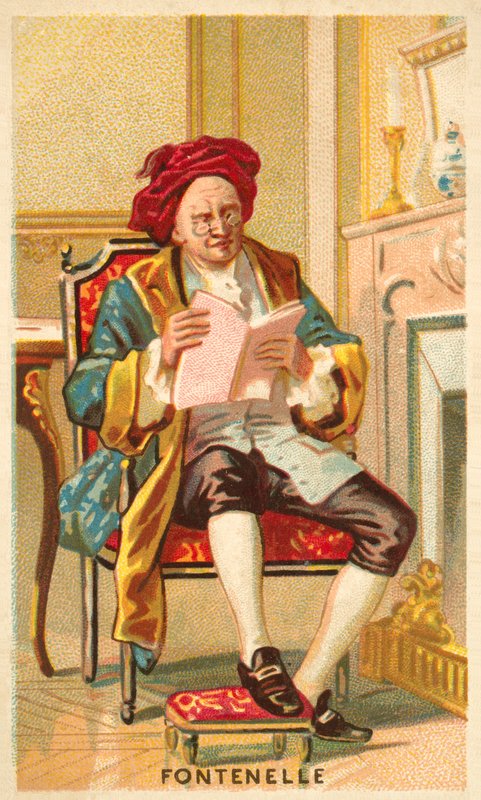 Bernard le Bovier de Fontenelle, Fransız yazar (chromolitho) by French School