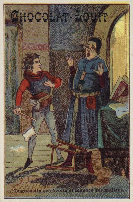 Bertrand Du Guesclin isyan ediyor ve hocasını tehdit ediyor by French School
