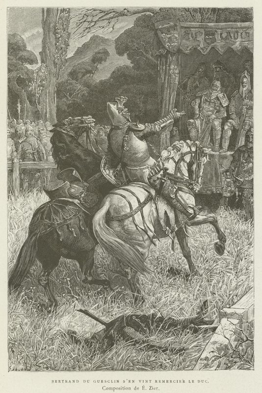 Bertrand du Guesclin düke teşekkür etmeye geldi by French School