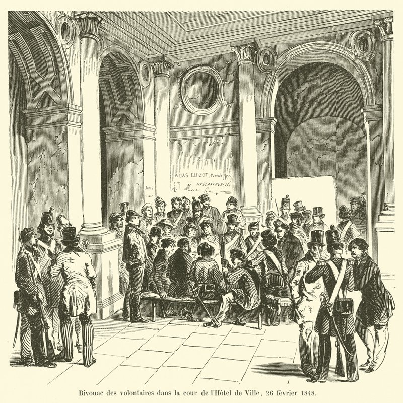 Hôtel de Ville avlusundaki gönüllülerin bivouac