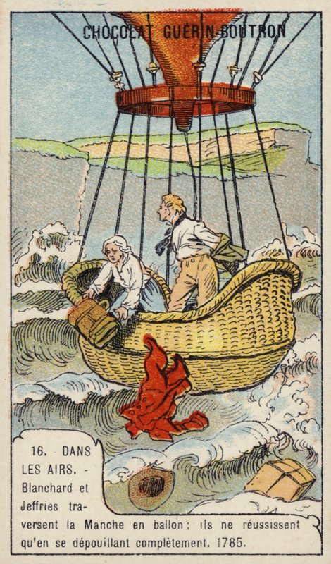 Blanchard ve Jeffries, İngiliz Kanalı boyunca ilk başarılı balon uçuşunu gerçekleştirdi by French School
