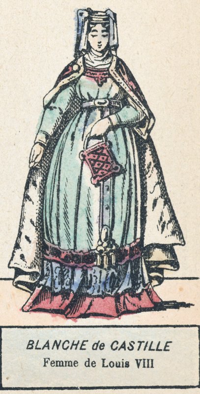 Blanche de Castille, Louis VIII'in Karısı (renkli gravür) by French School