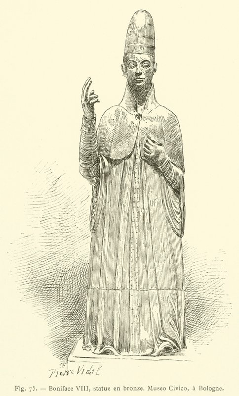 Boniface VIII, bronz heykeller, Museo Civico, Bologne (gravür) by French School