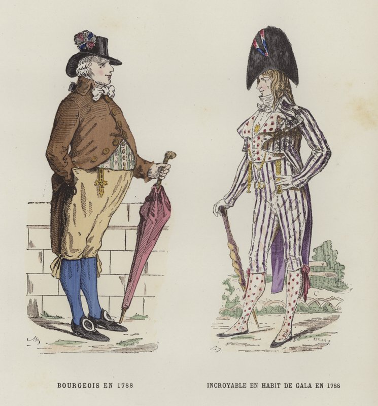 Burjuva ve festival kostümlü bir züppe, 1788 by French School