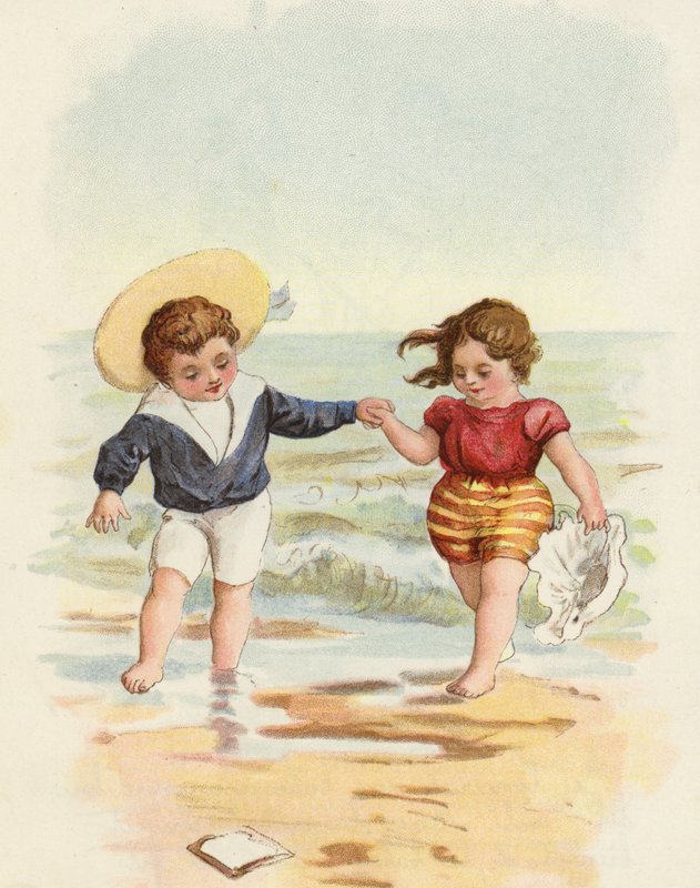 Sahilde oynayan kız ve erkek by French School