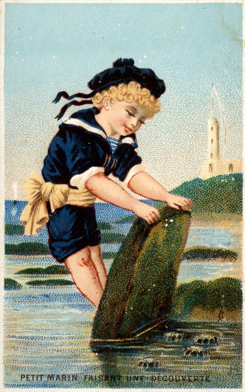 Sahilde taşın altına bakan çocuk by French School