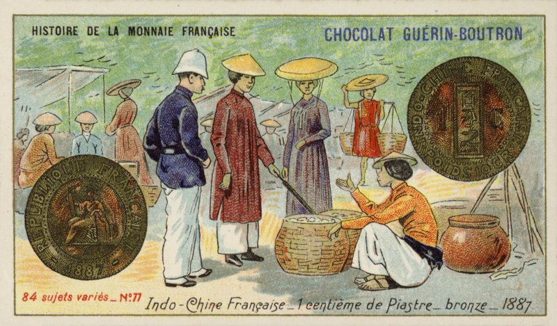 Bronz 1 centime bir tabak, Fransız Çinhindi by French School