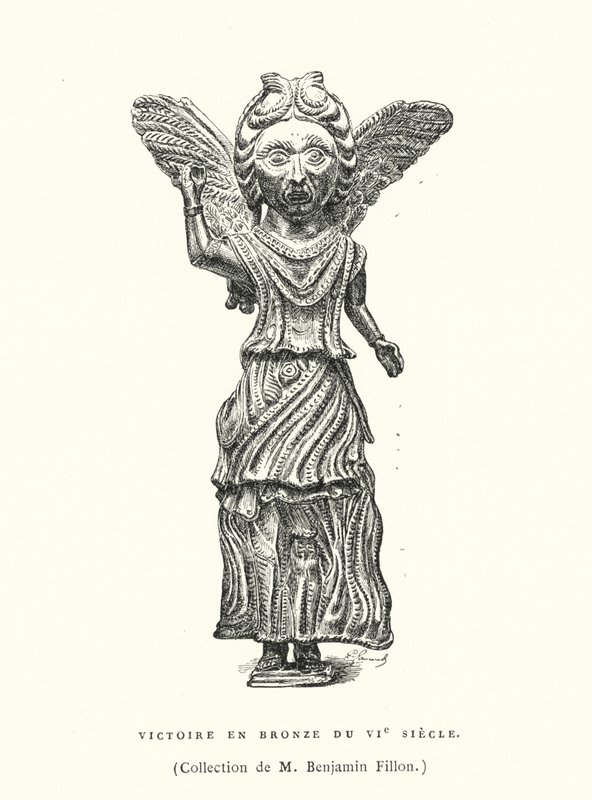 Bronz Zafer figürü, 6. Yüzyıl (gravür) by French School